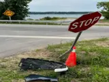 Damaged STOP sign